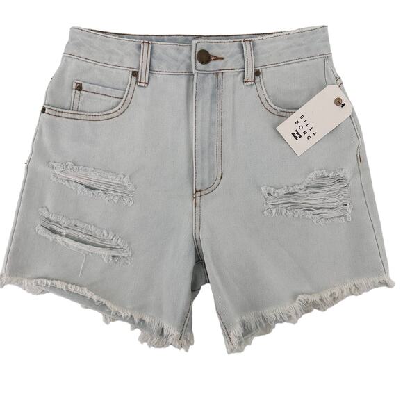 Billabong How Bout That High Rise Denim Distressed Cut Off Shorts Size 30 - Picture 1 of 7